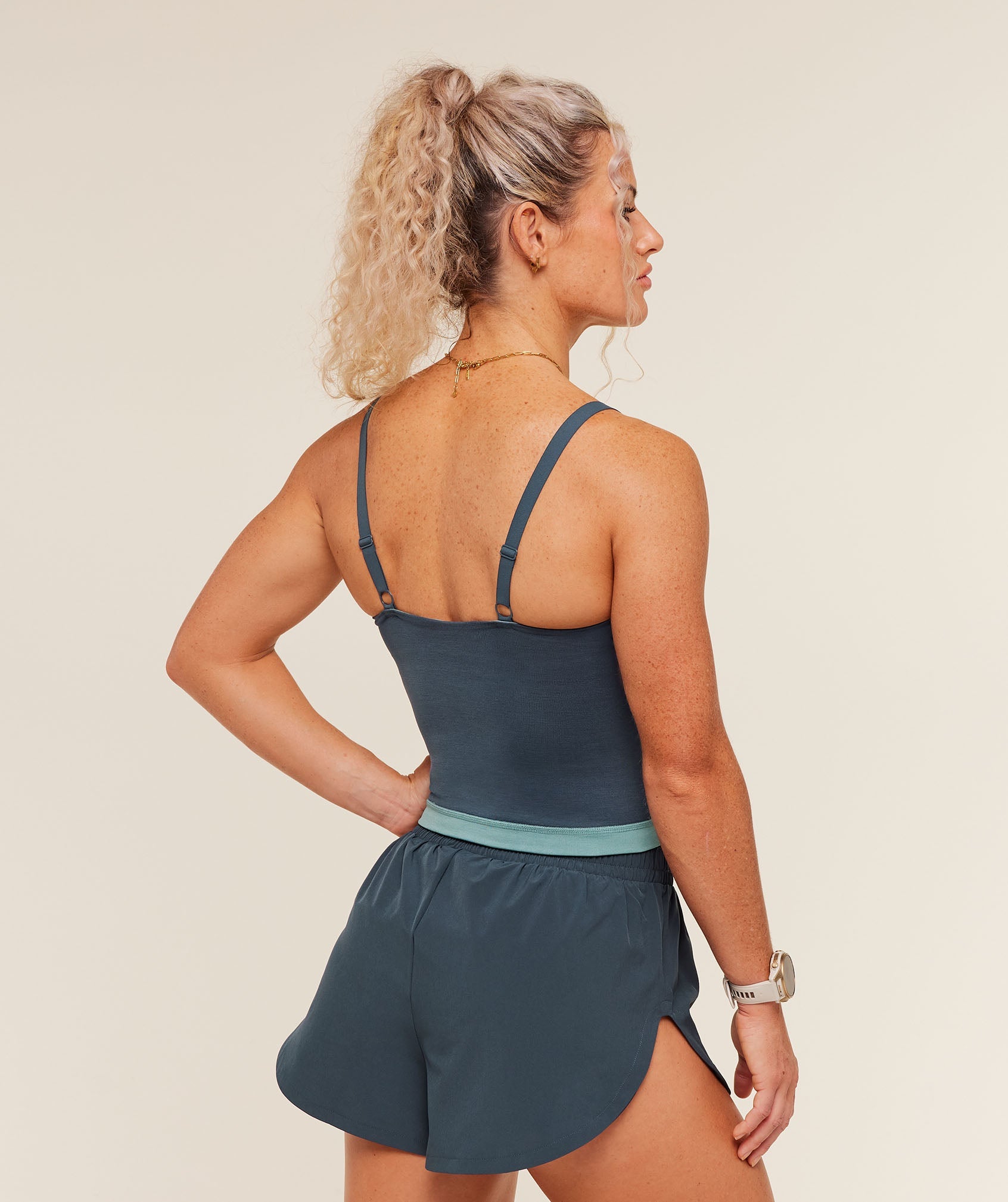 Gymshark Interval Seamless Midi Tank 'Stealth Blue Storm Blue'