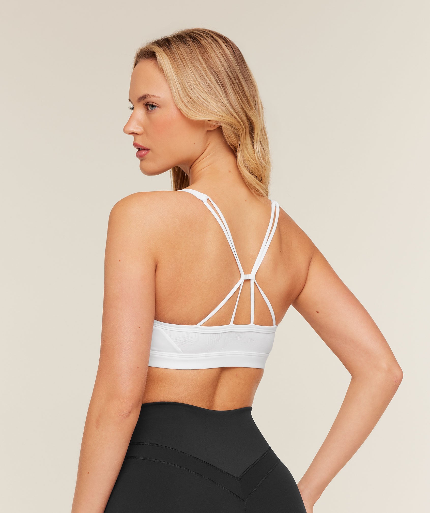 Gymshark Ruched Strappy Sports Bra 'White'