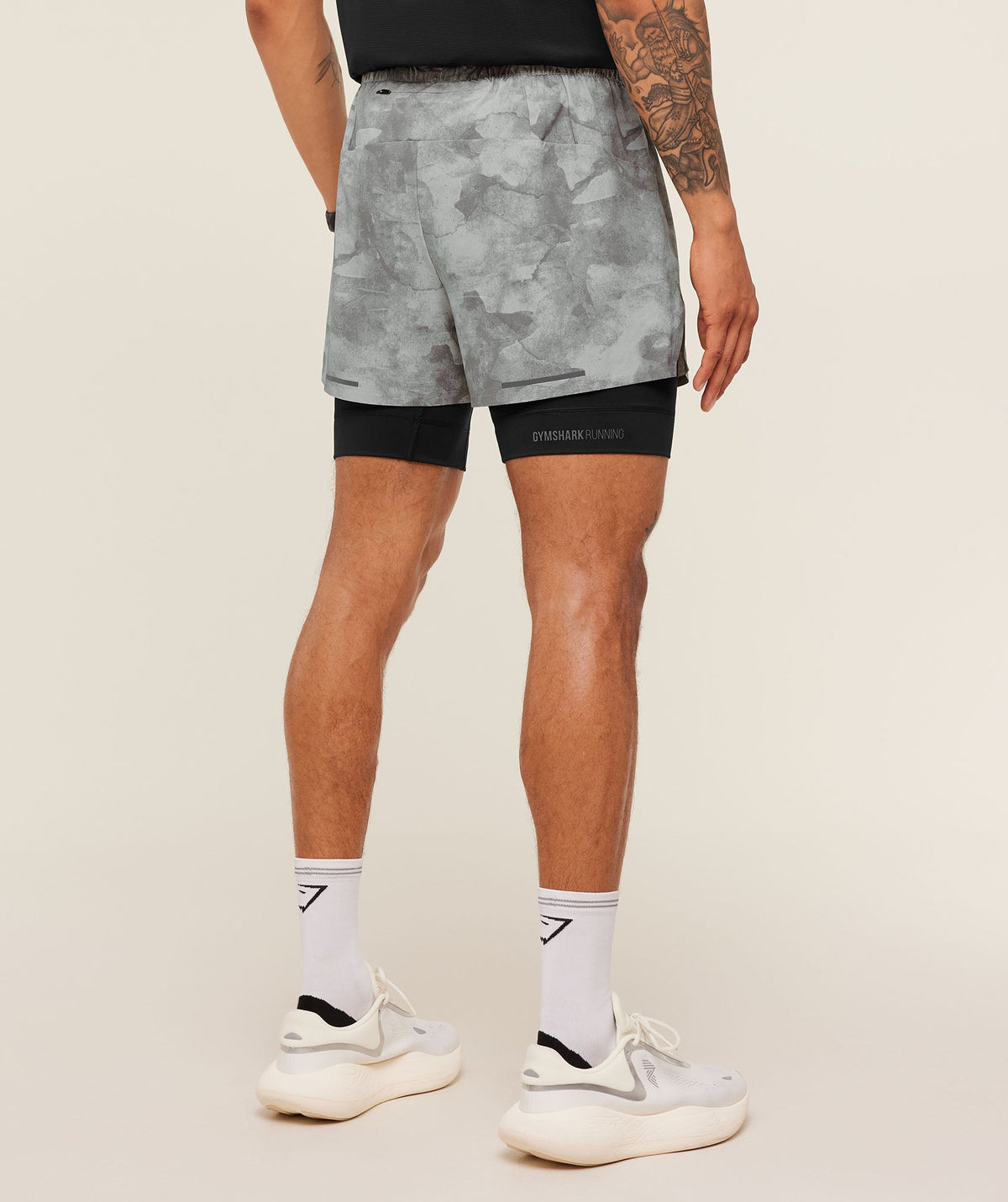 Gymshark Running Elite 2-in-1 5" Shorts 'Smokey Grey Black'