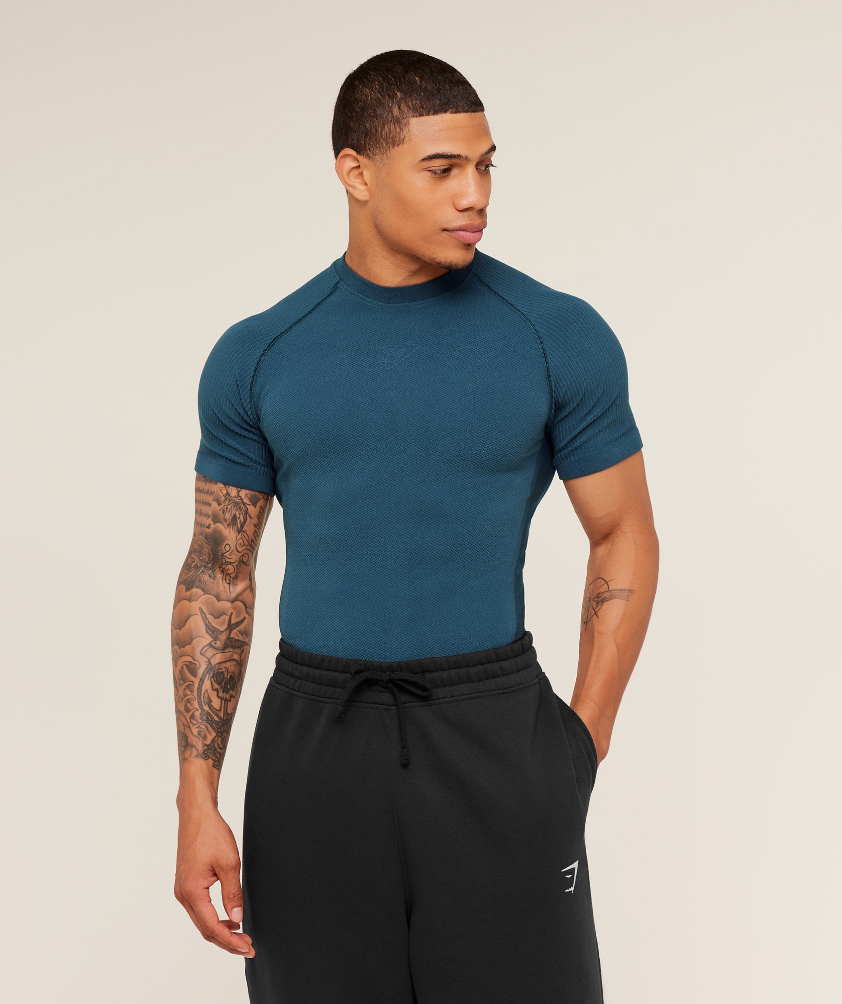 Gymshark Physique T-Shirt 'GS Stealth Blue GS Deep Petrol Blue'