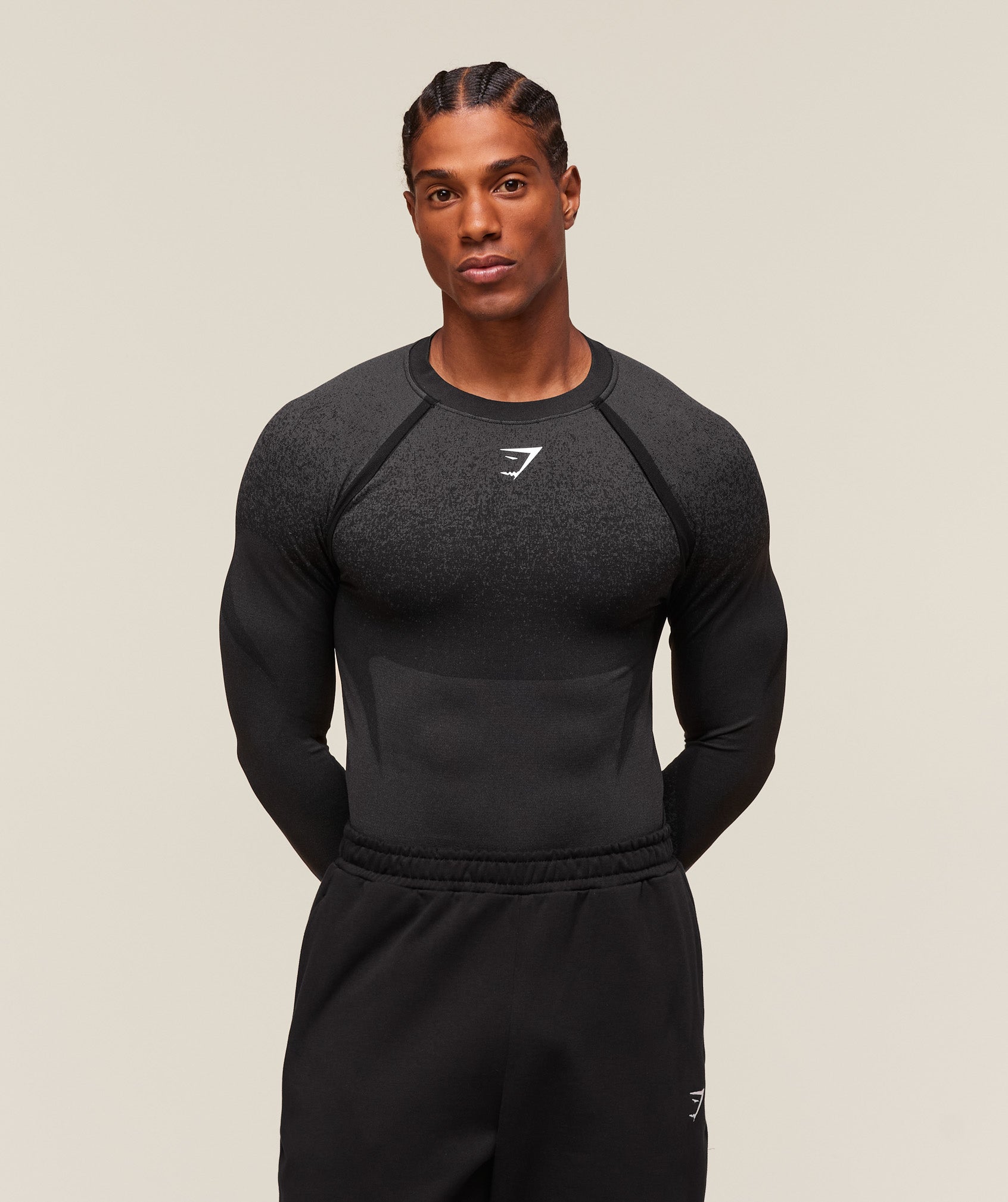 Gymshark Shadow Seamless Long Sleeve T-Shirt 'Black'