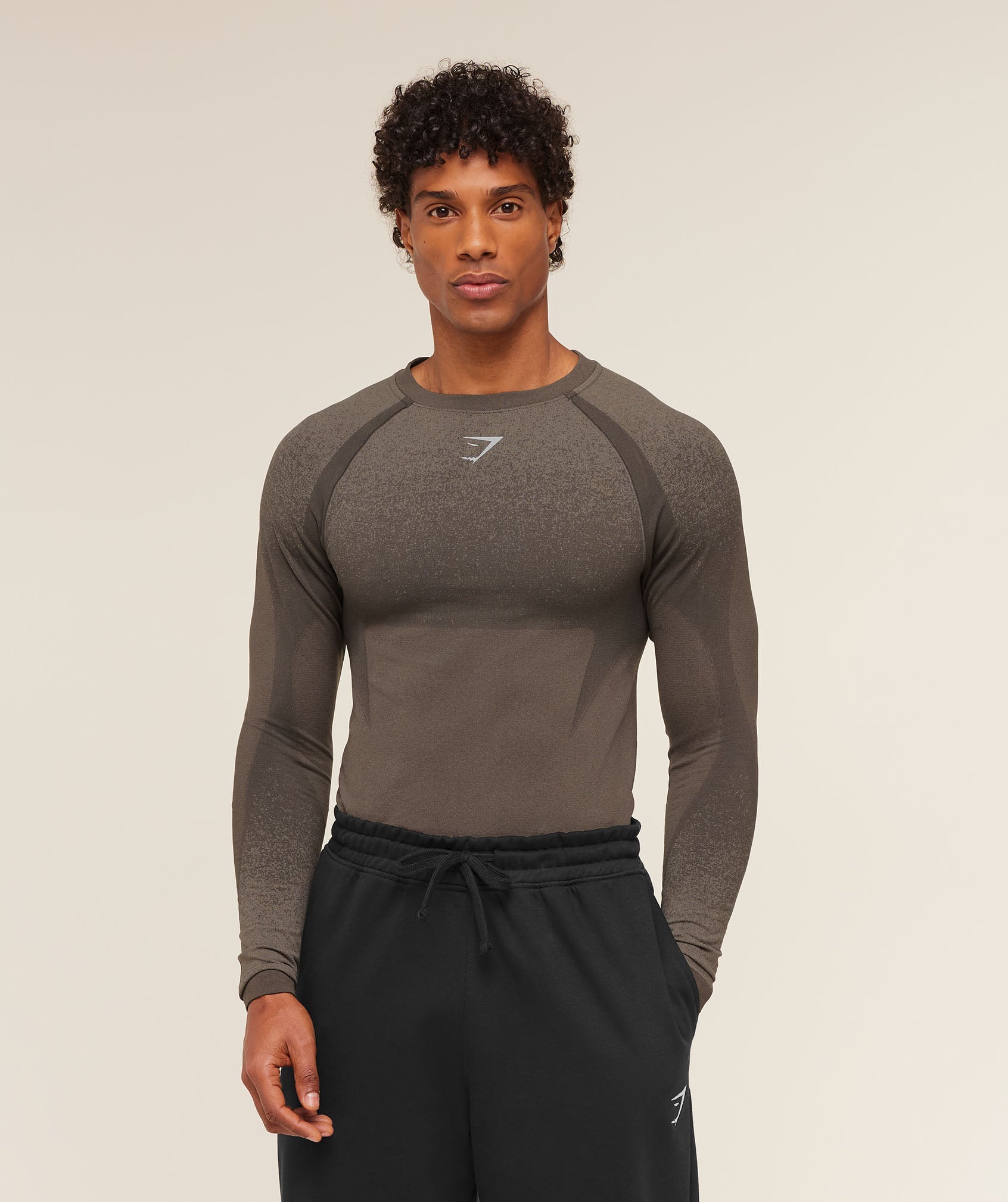 Gymshark Shadow Seamless Long Sleeve T-Shirt 'Camo Brown'