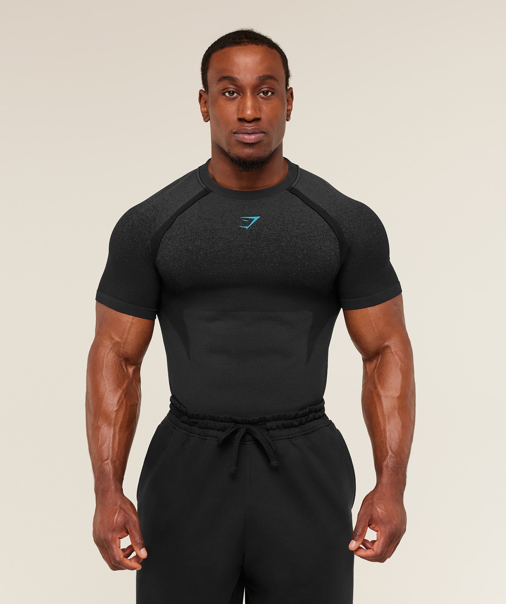Gymshark Shadow Seamless T Shirt 'Black Brand Blue'