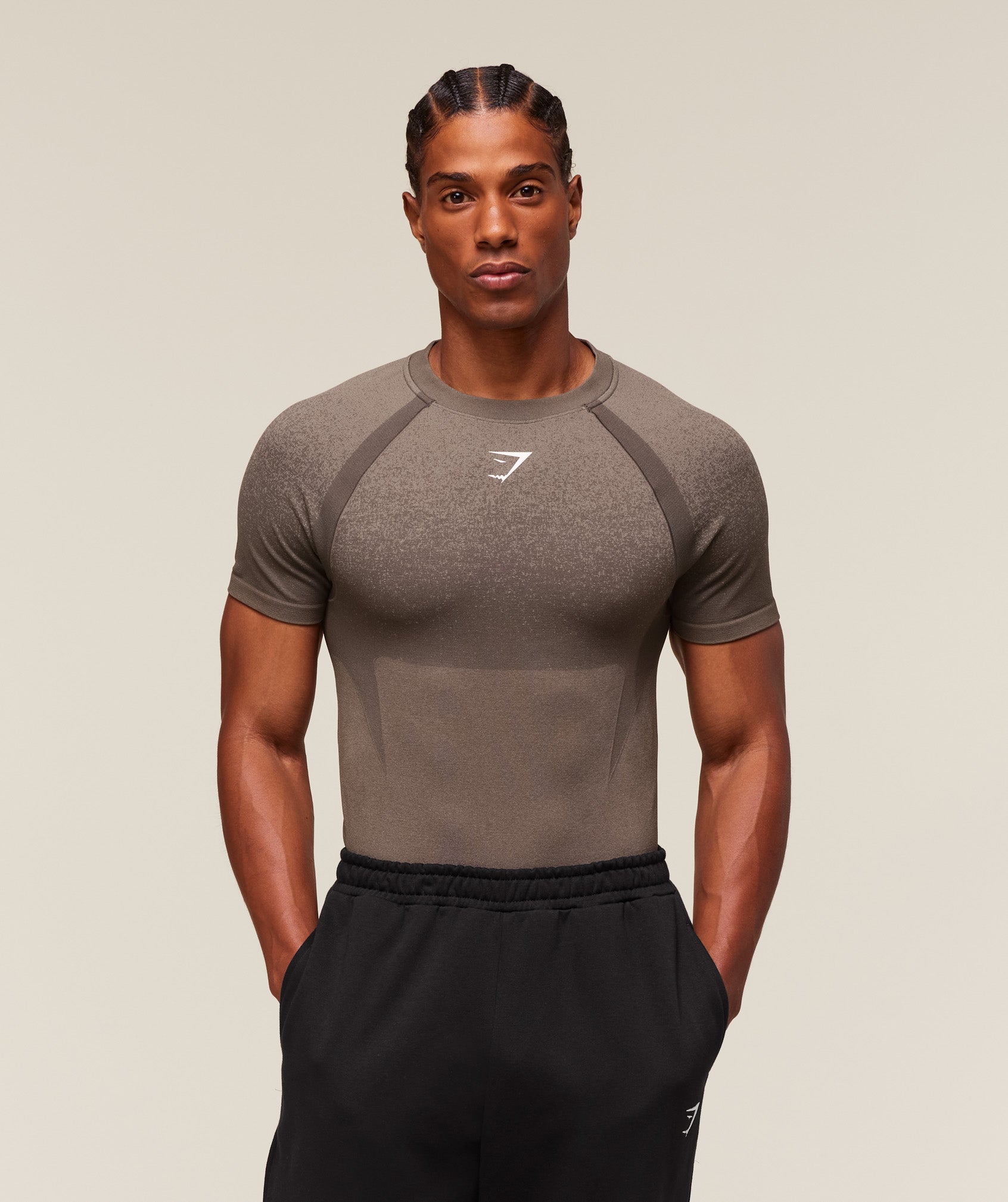 Gymshark Shadow Seamless T Shirt 'Camo Brown'