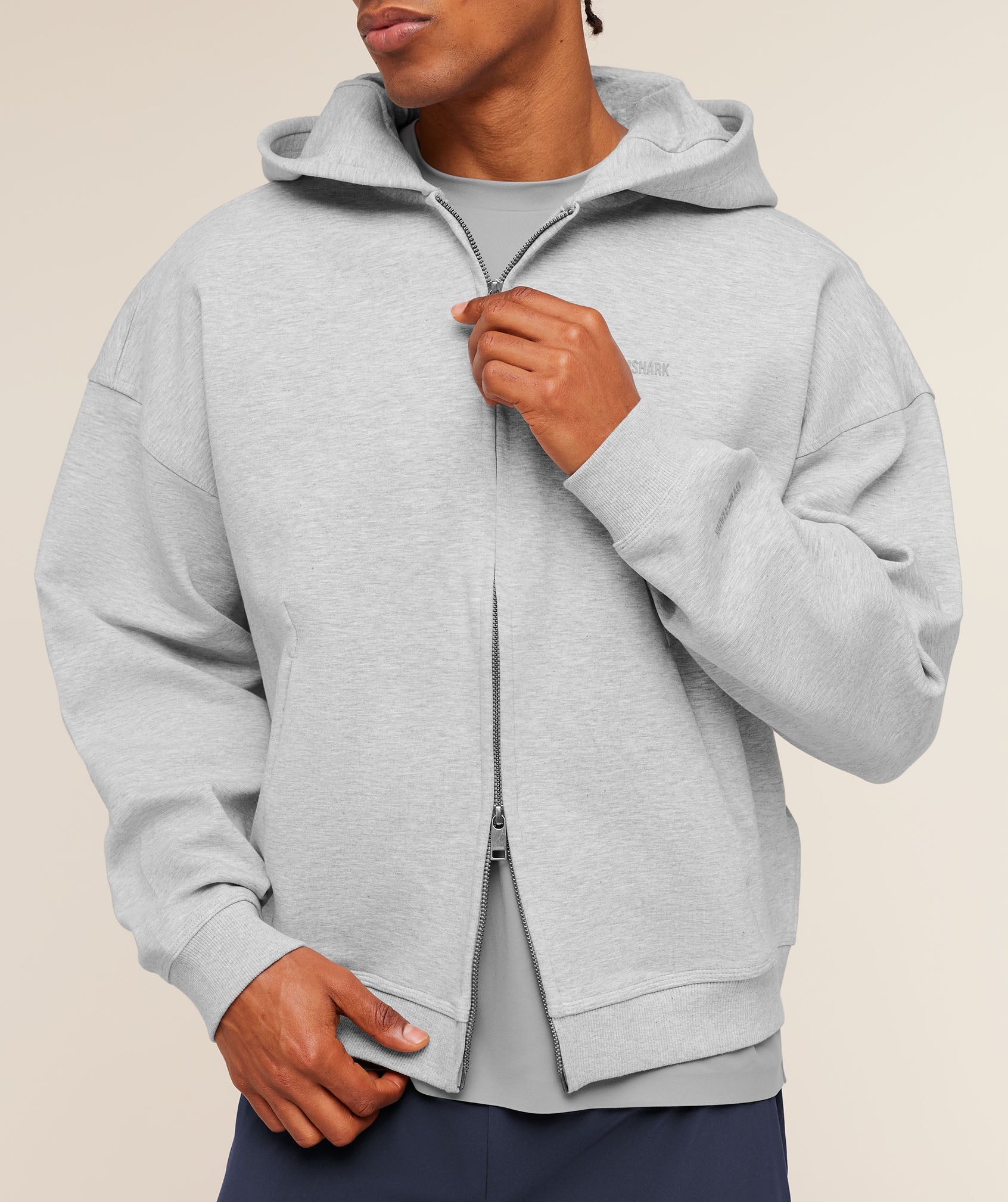Gymshark Evolve Lightweight Zip Through Hoodie 'Bros Soft Grey Marl'