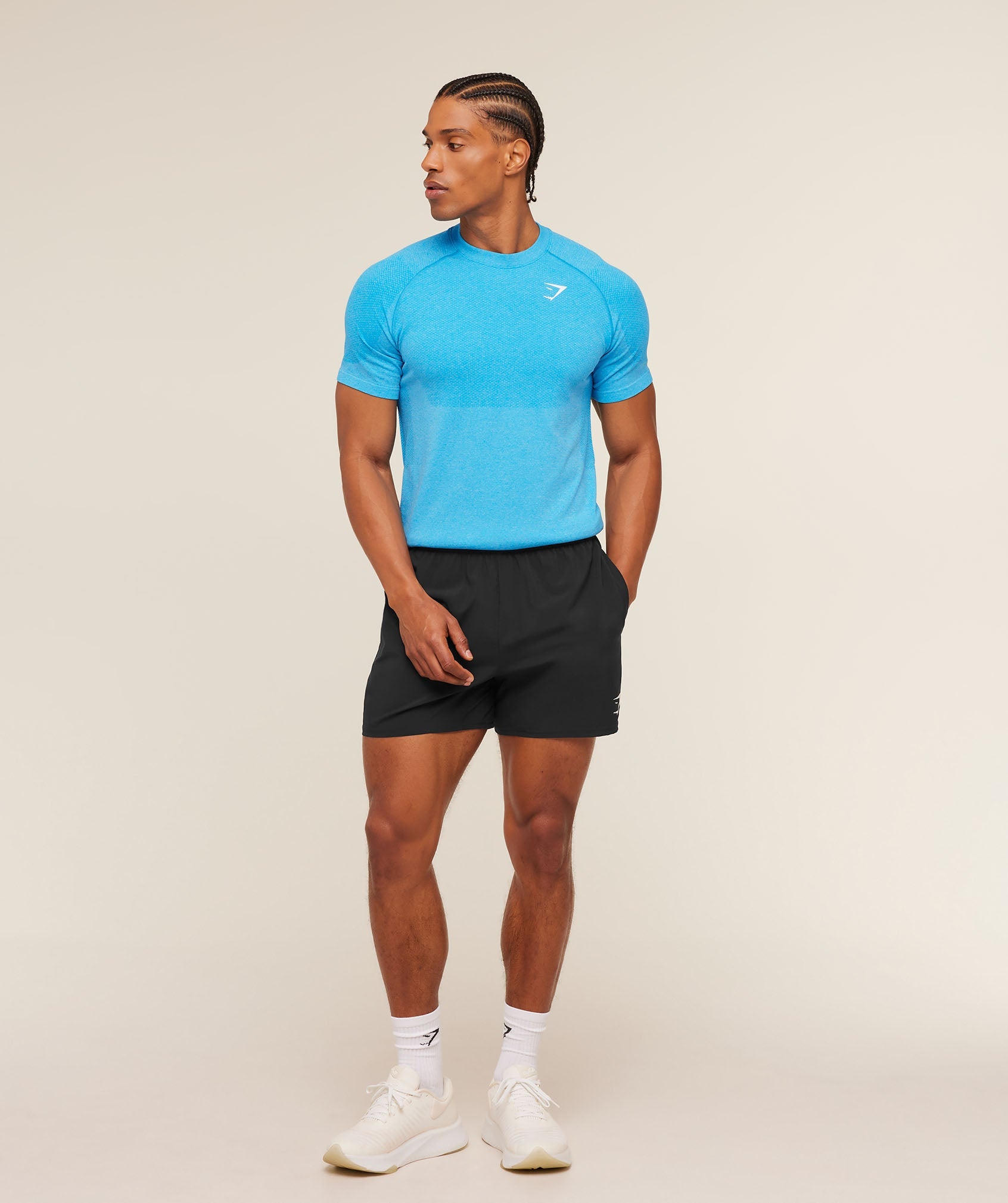 Gymshark Vital Seamless T-Shirt 'White Brand Blue'