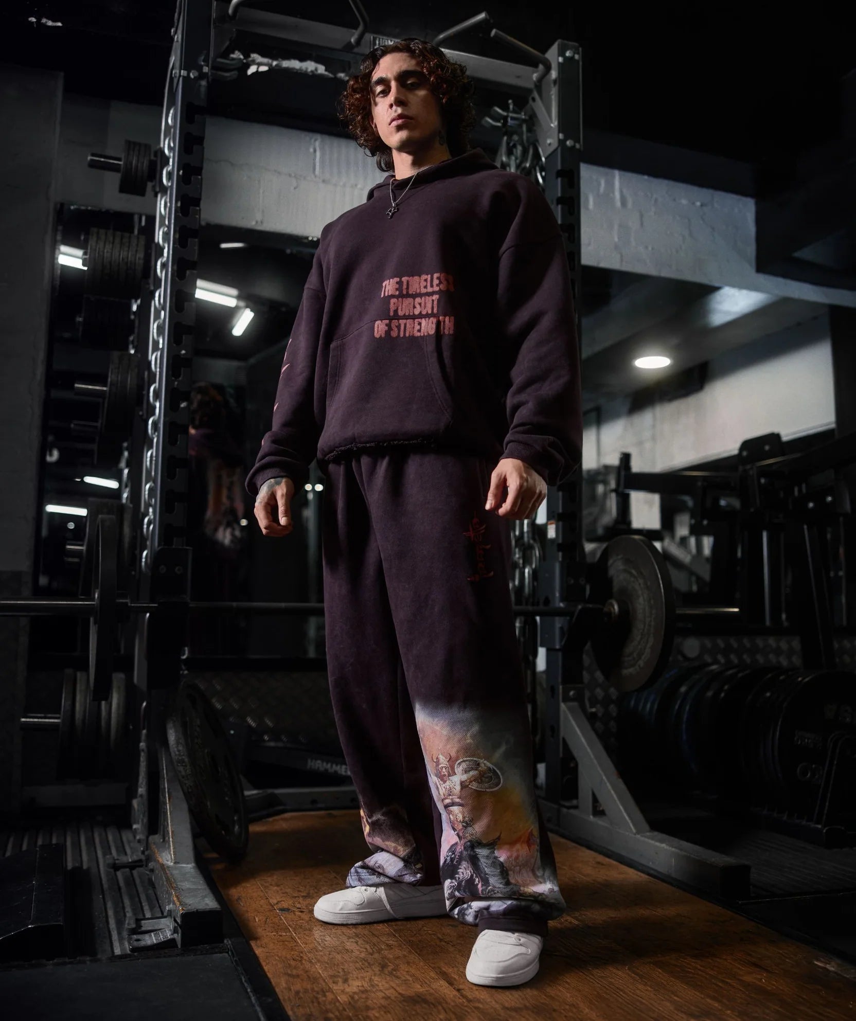 Gymshark Power x Frazetta Graphic Joggers 'Asphalt Grey/Plum Brown'