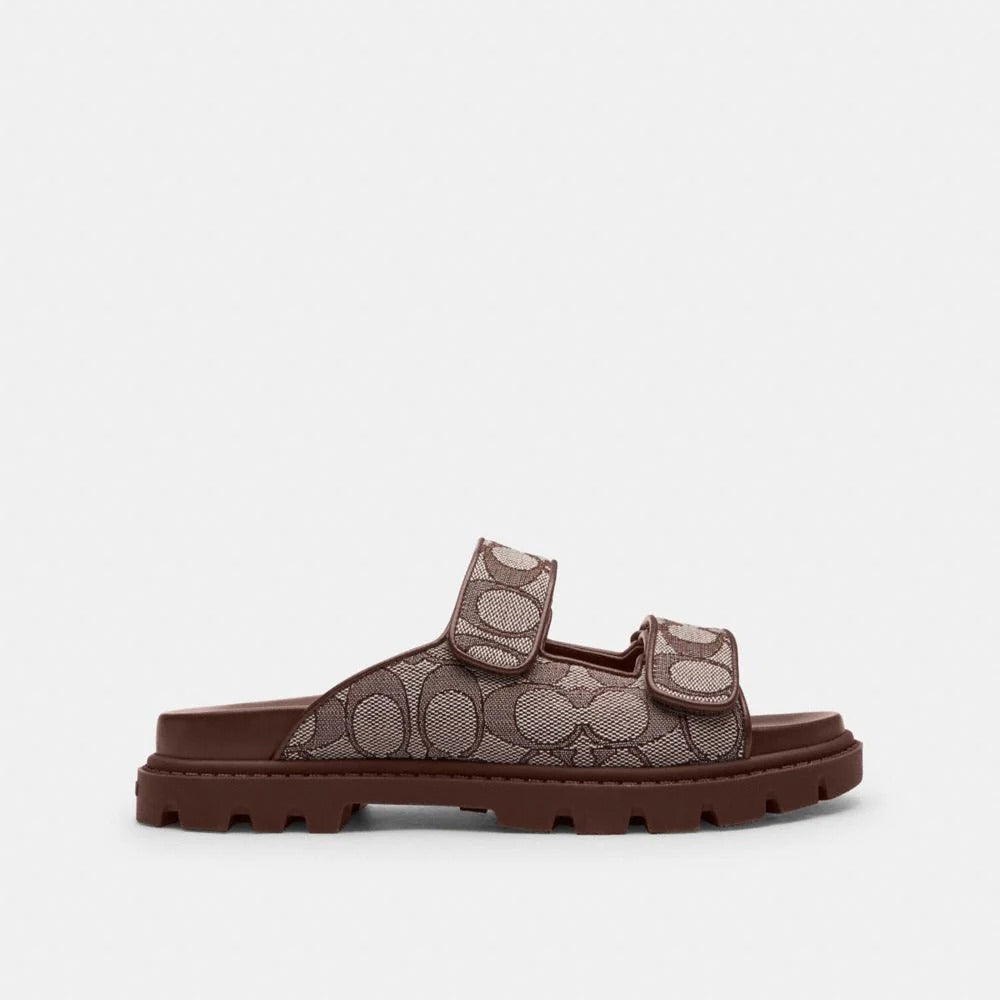 Coach Two Band Sport Slide In Signature Jacquard Oak Maple