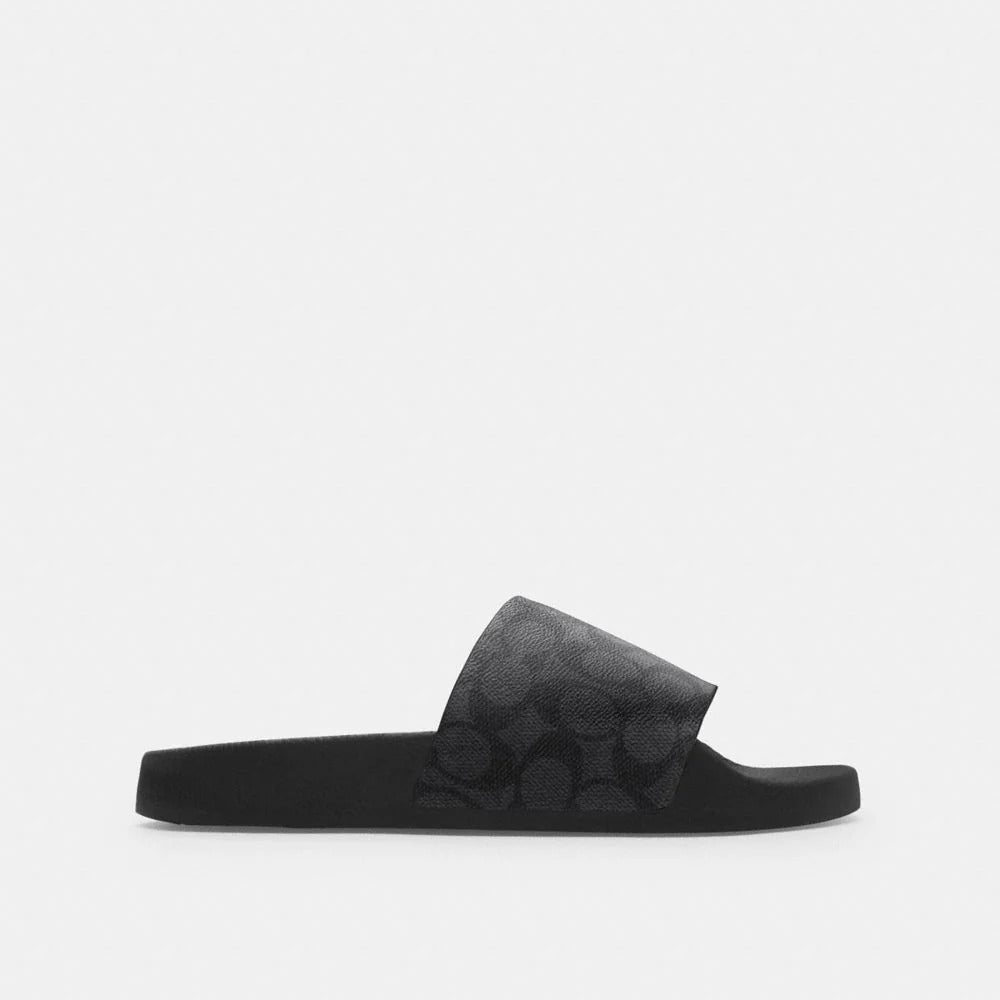 Coach Slide In Signature Canvas Charcoal Black
